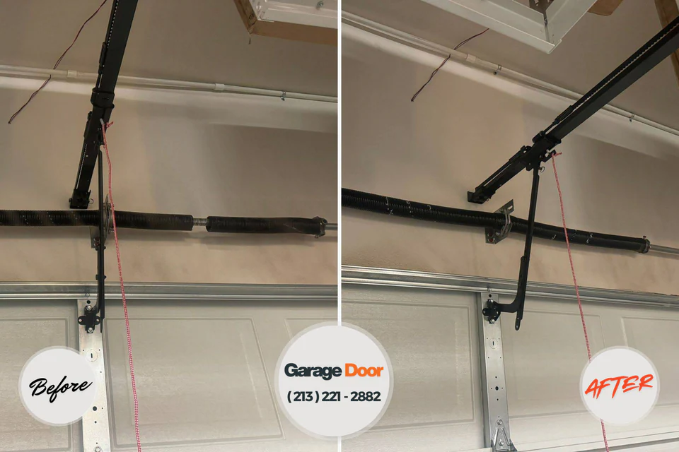 Before and after: garage door repair Brookfield Center, OH